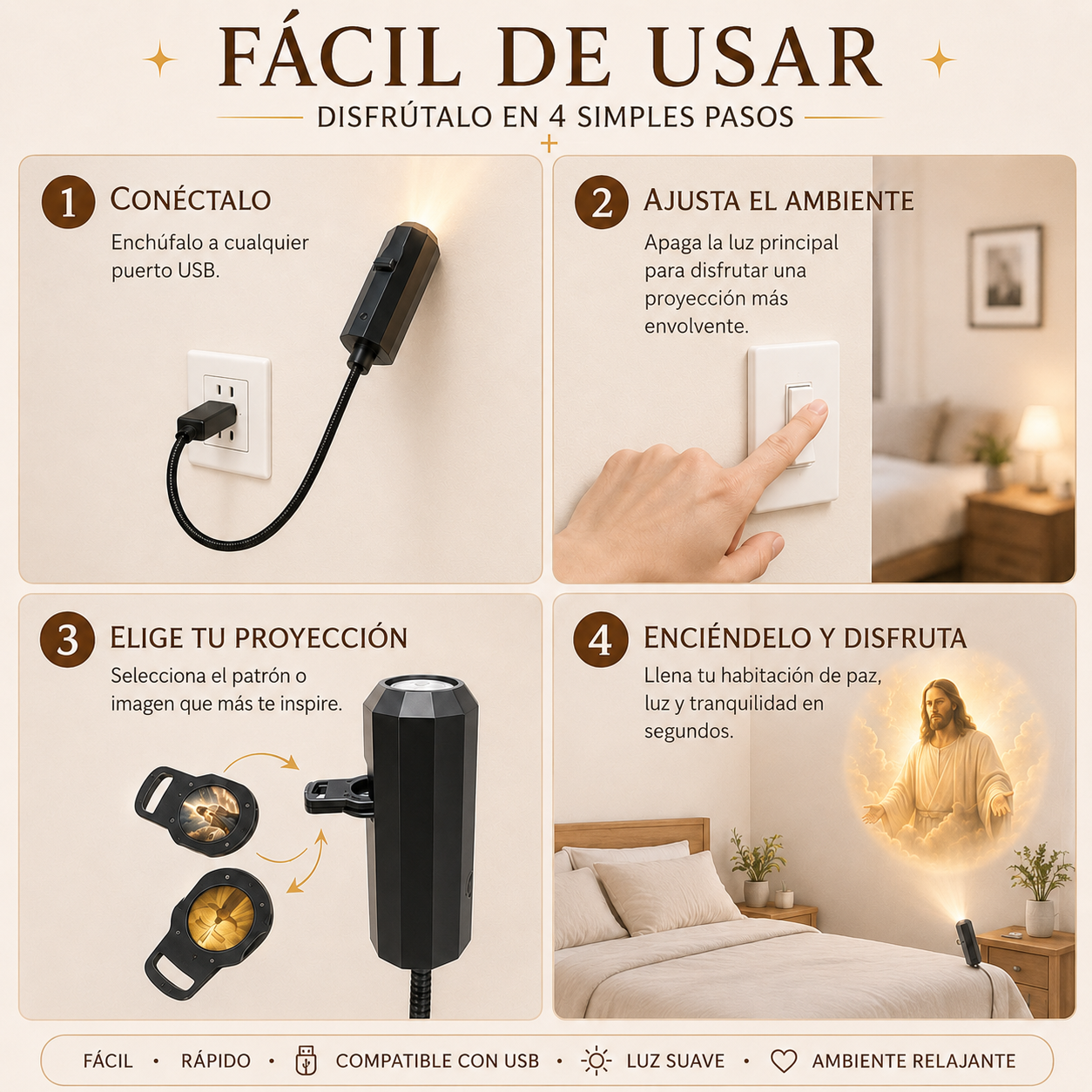 Proyector de luz con temática de Jesús