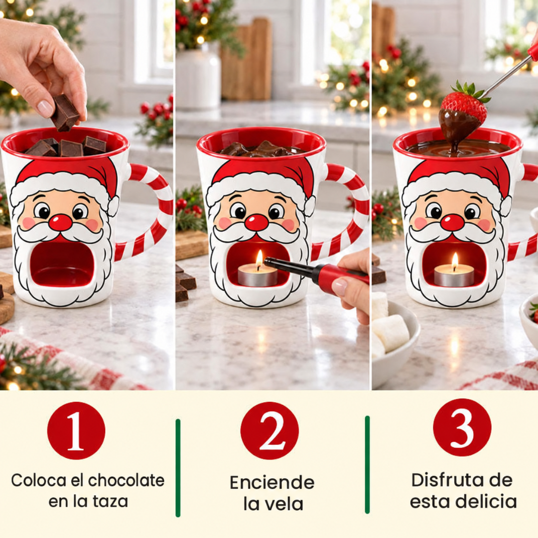 Taza fondue de chocolate · Papá Noel